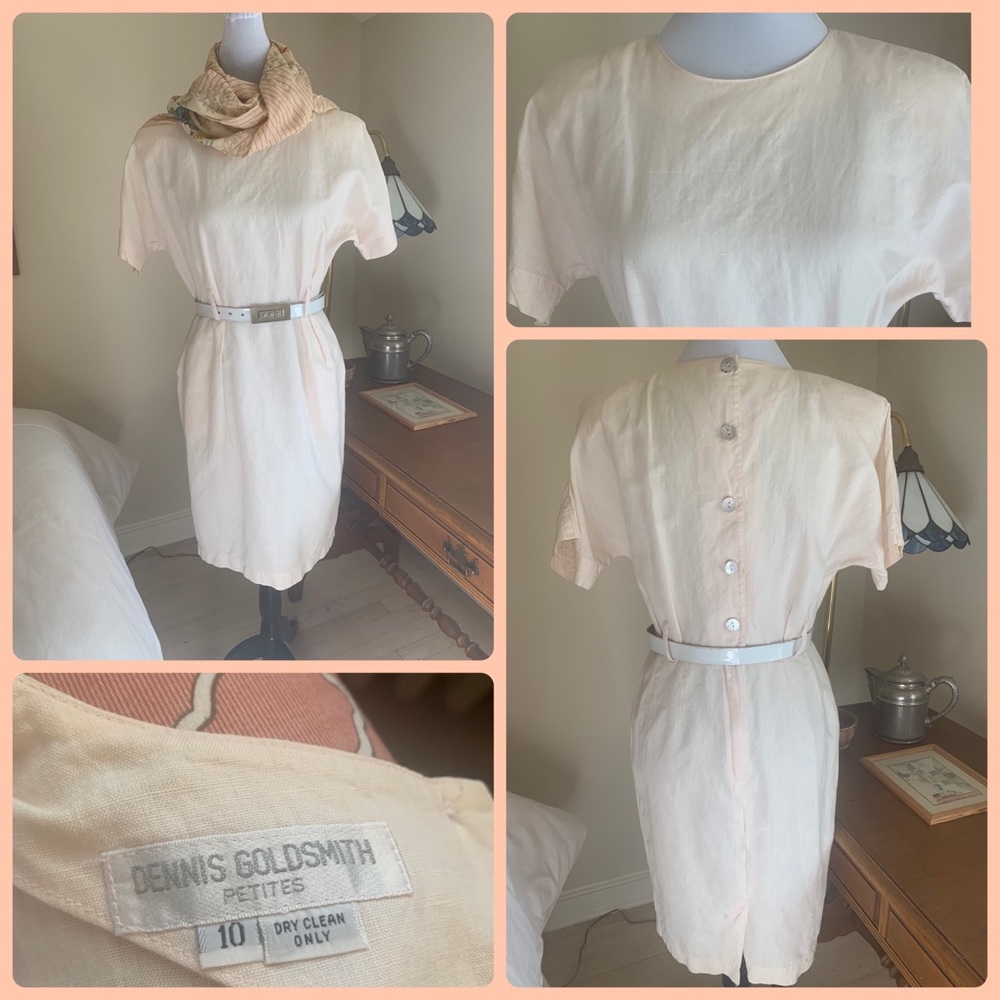 Blush Pink Short Sleeve Linen Dress